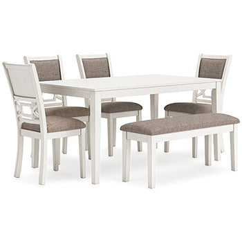 Erinberg Dining Table and 4 Chairs and Bench (Set of 6) Signature Design by Ashley®