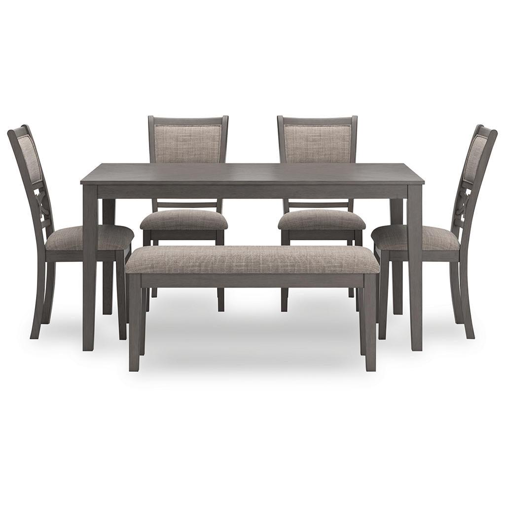 Wrenning Dining Table, 4 Chairs and Bench — Set of 6 Signature Design by Ashley®