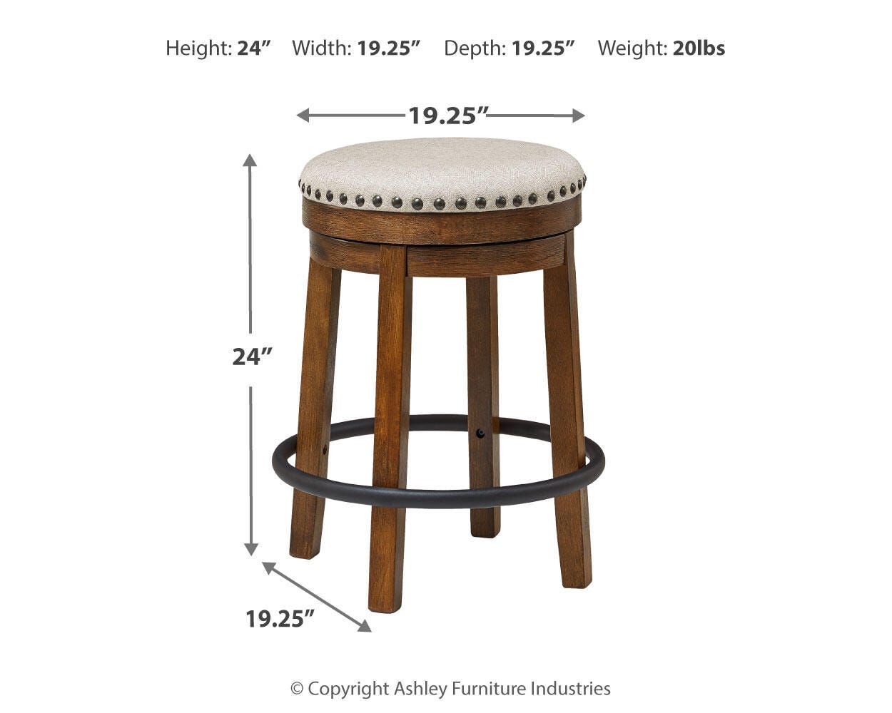 Valebeck Counter Table, 4 Back Stools and 2 Backless (D36)