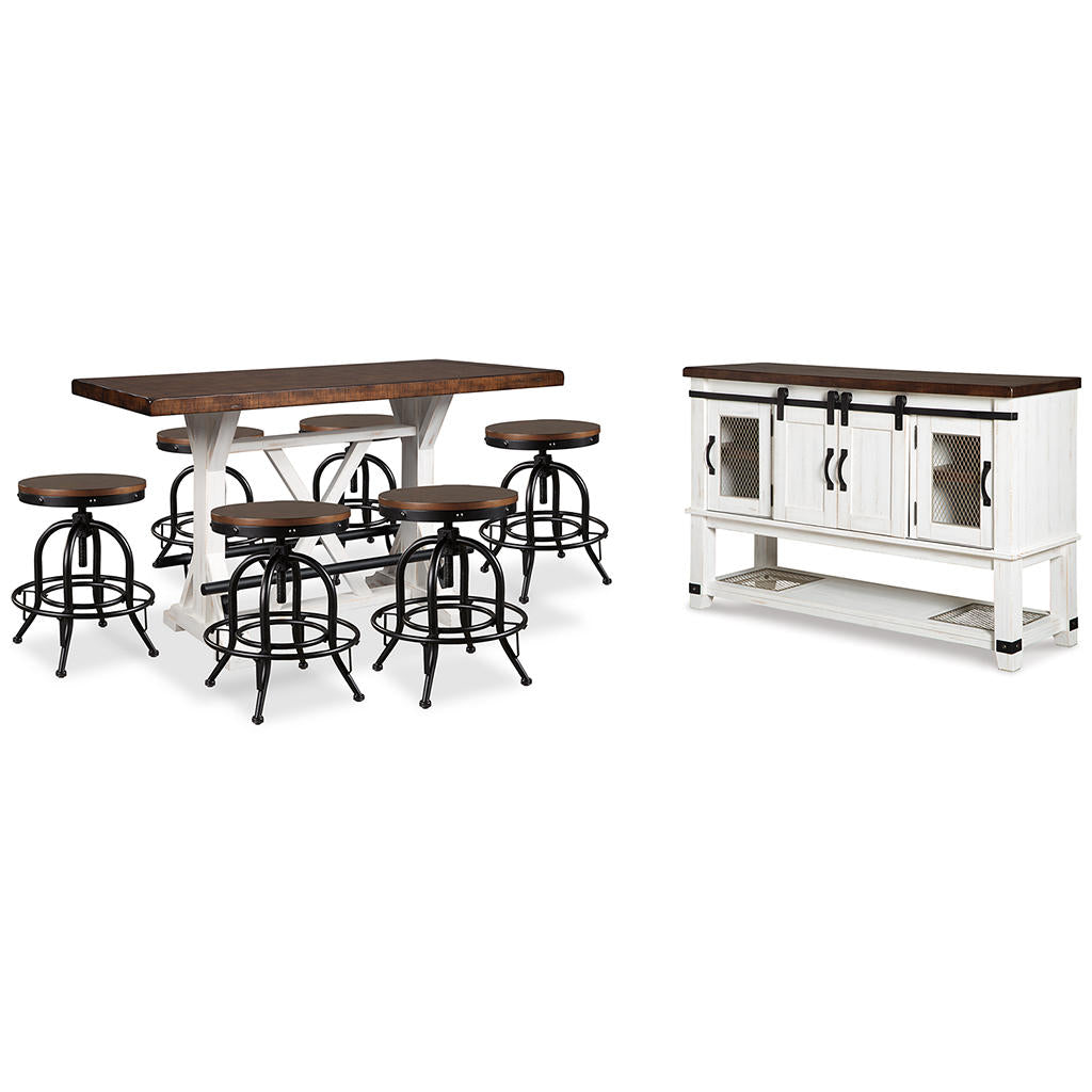 Valebeck Counter Height Dining Table, 6 Barstools and Server Signature Design by Ashley® Uncategorized