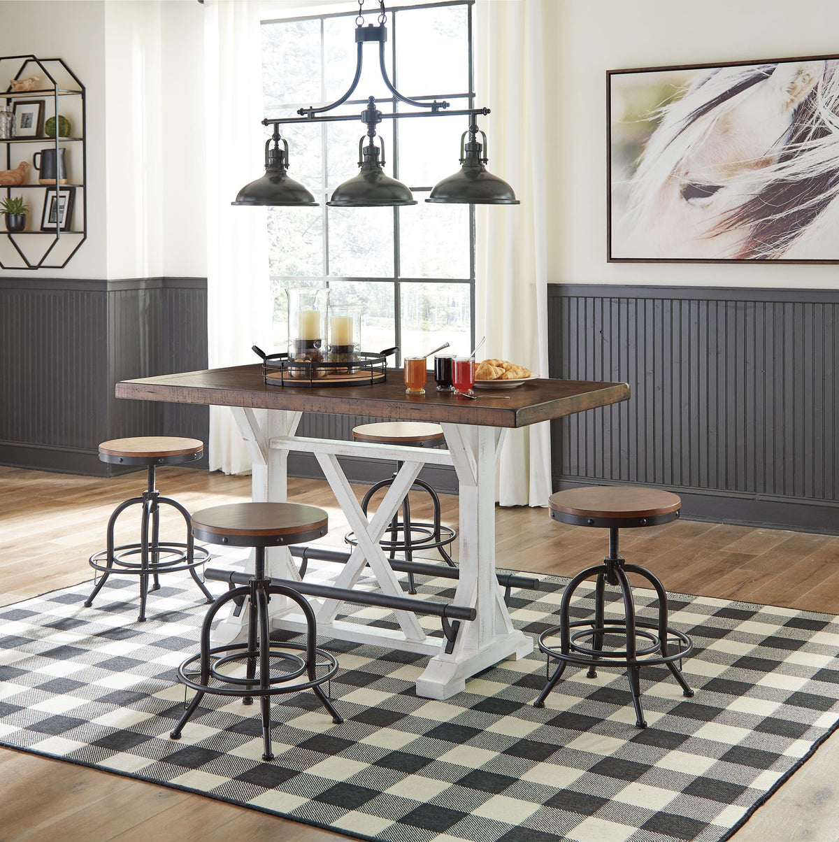 Valebeck Counter Table and 4 Backless Stools (D3) Signature Design by Ashley® Dining Package