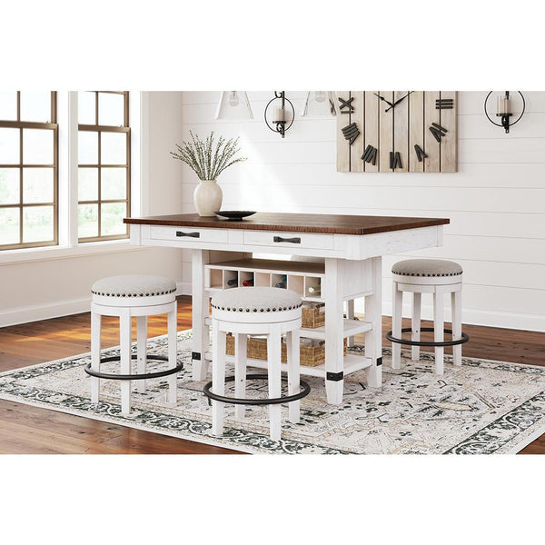 Valebeck Counter Table and 4 Barstools — Two-Tone Farmhouse Set Signature Design by Ashley® Uncategorized