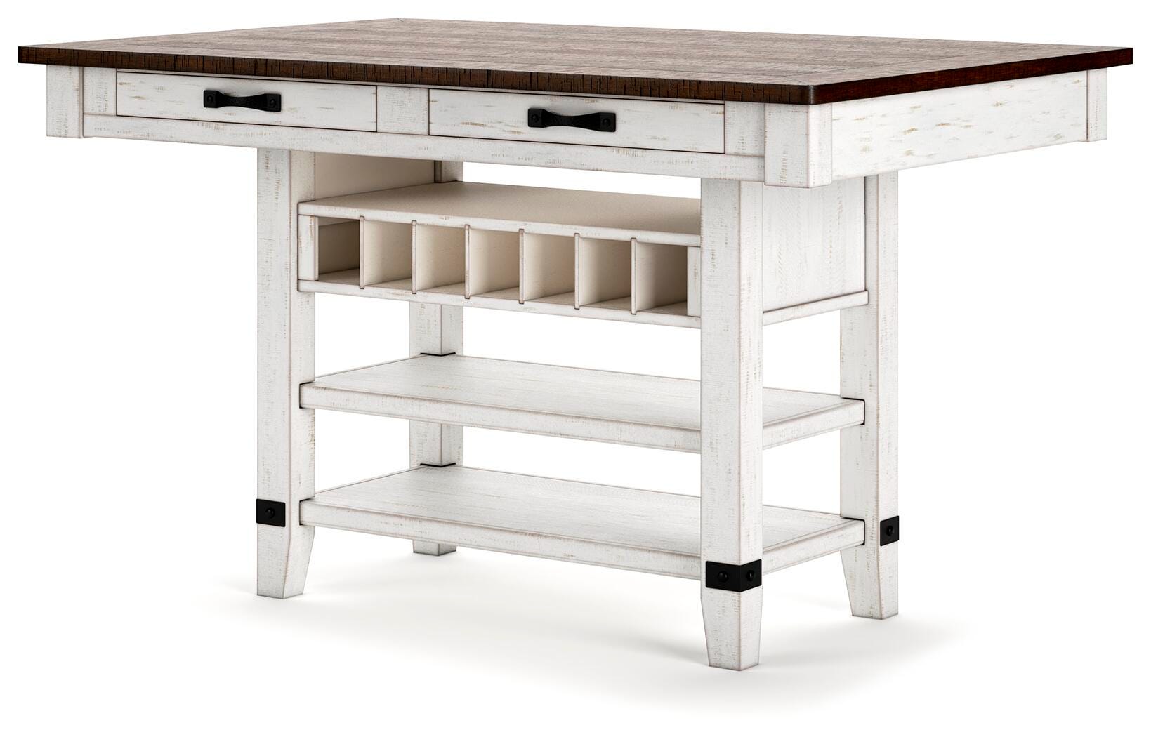 Valebeck Counter Table, 4 Back Stools and 2 Backless (D36)