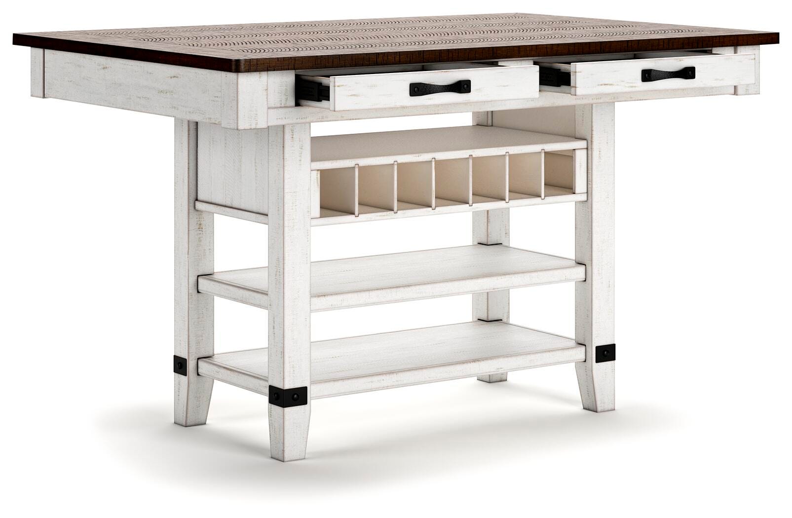Valebeck Counter Table, 4 Back Stools and 2 Backless (D36)