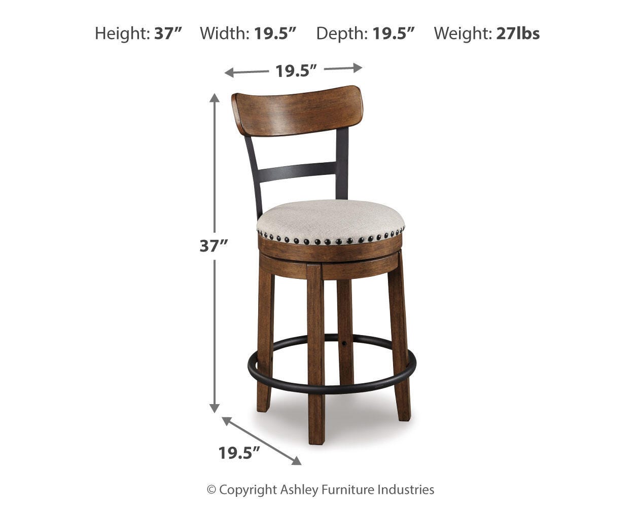 Valebeck Counter Table, 4 Back Stools and 2 Backless (D36)
