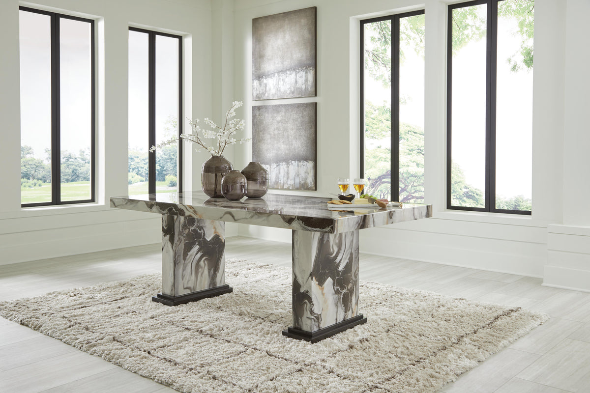Jeshina Dining Table and 4 Chairs — Pedestal 5-Piece Set Signature Design by Ashley® Dining Room
