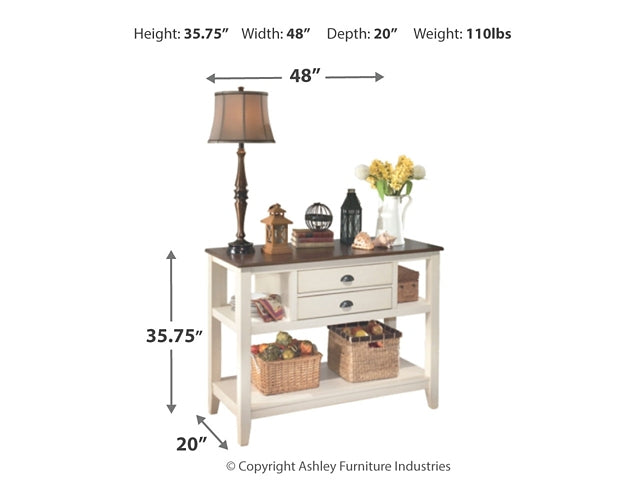 Whitesburg Dining Table, 4 Chairs, Bench and Server