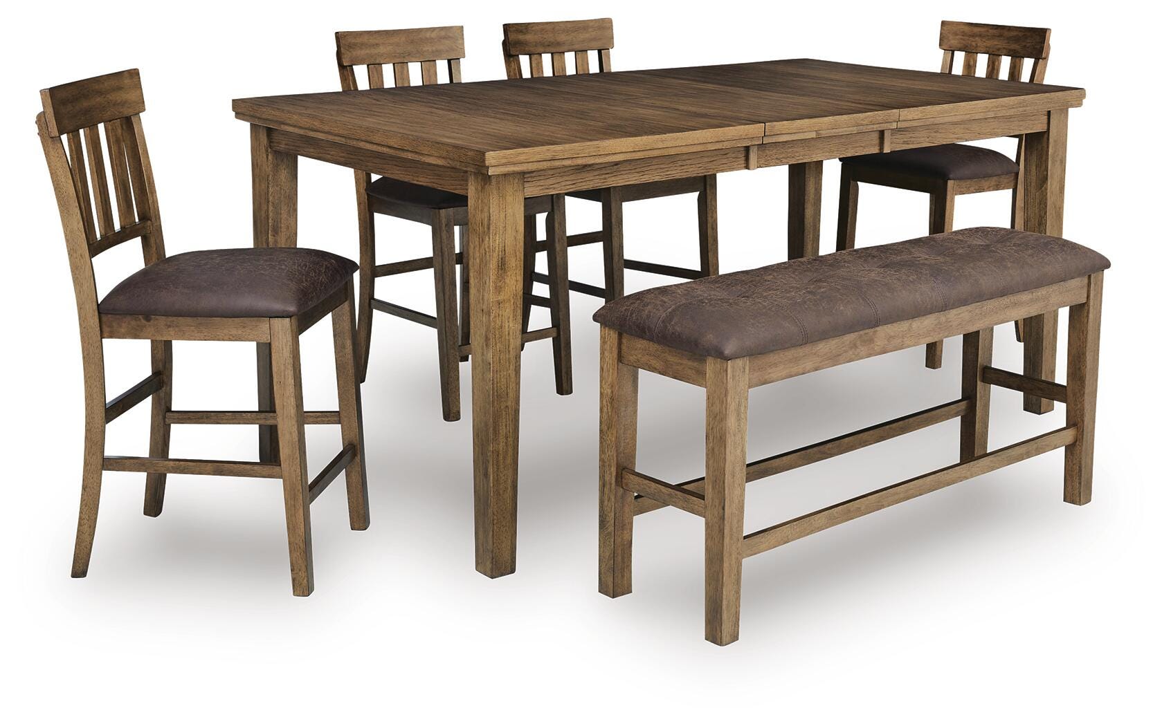 Urbinforte Counter Extension Table, 4 Barstools and Bench Signature Design by Ashley® Dining Room