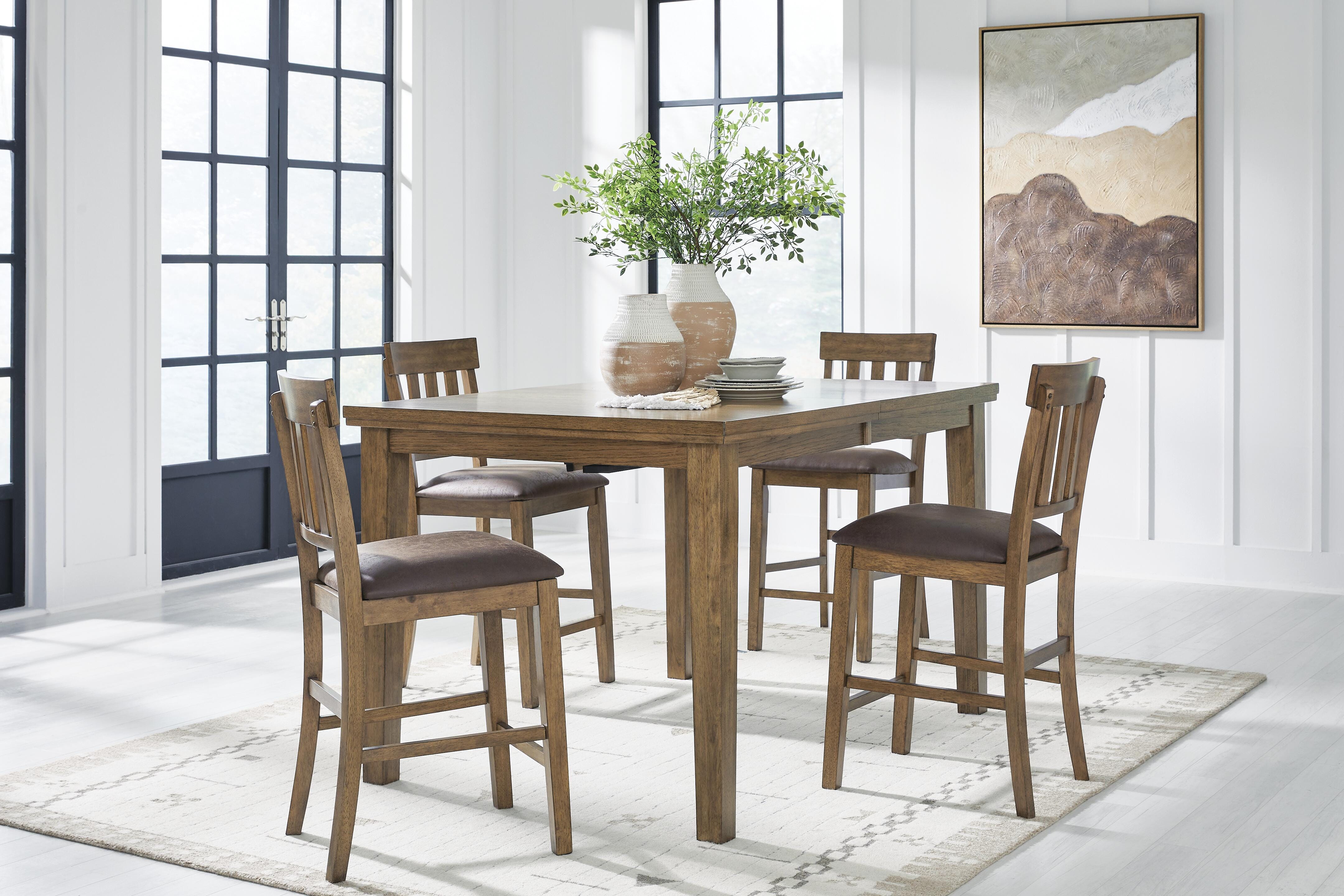 Urbinforte Counter Height Extension Dining Table and 4 Barstools Signature Design by Ashley® Dining Room