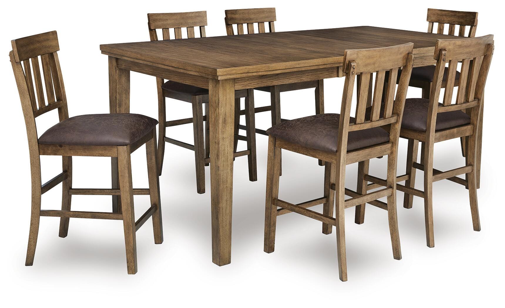 Urbinforte Counter Height Extension Dining Table and 6 Barstools Signature Design by Ashley® Dining Room