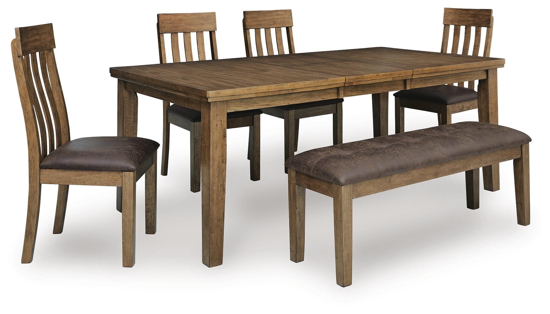 Urbinforte Extension Table, 4 Chairs and Bench — 6-Piece Set Signature Design by Ashley® Dining Room