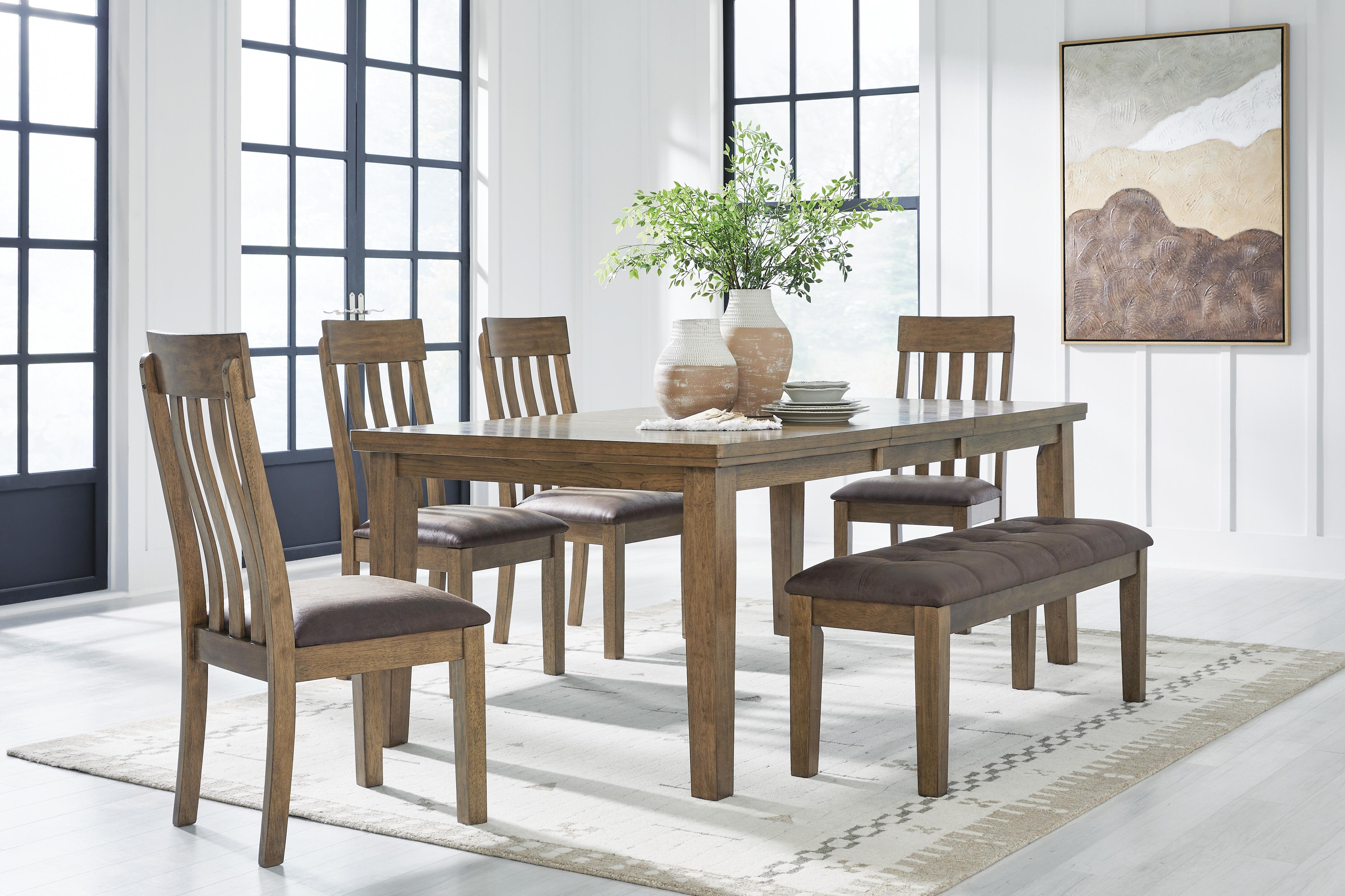 Urbinforte Extension Table, 4 Chairs and Bench — 6-Piece Set Signature Design by Ashley® Dining Room