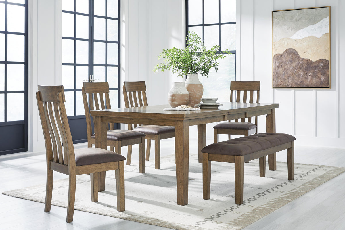 Urbinforte Extension Table, 4 Chairs and Bench — 6-Piece Set Signature Design by Ashley® Dining Room