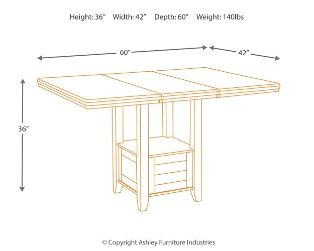 Haddigan Counter Height Dining Table, 4 Barstools and Server