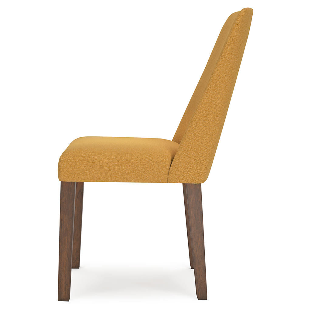 Lyncott Dining Chair — Mustard on Medium Brown Hardwood Signature Design by Ashley® Dining Room Chairs