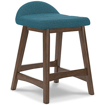 Lyncott Counter Height Bar Stool — Blue on Brown Hardwood Signature Design by Ashley® Bar Stools