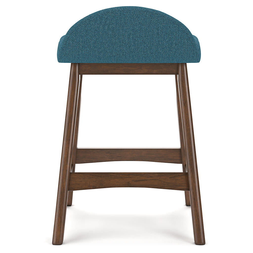 Lyncott Counter Height Bar Stool — Blue on Brown Hardwood Signature Design by Ashley® Bar Stools
