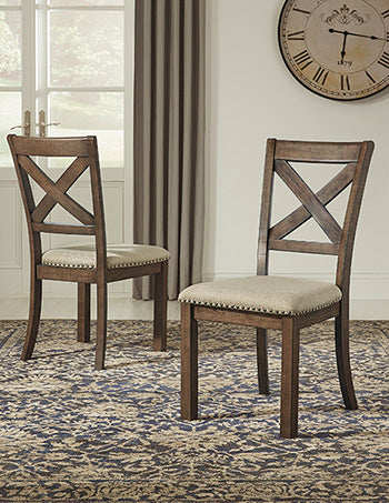 Moriville Dining Chair — Beige Upholstered with Nailheads Signature Design by Ashley® Dining Room Chairs