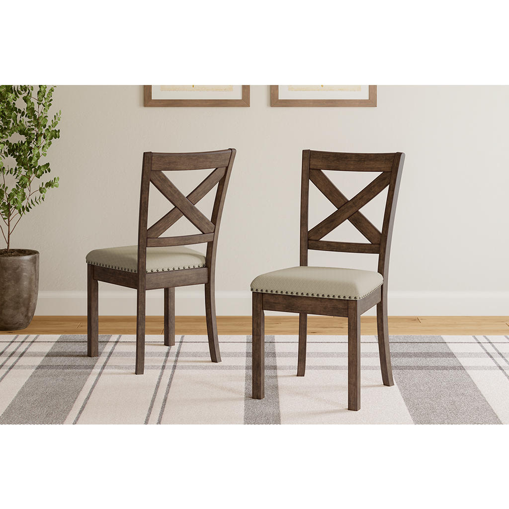 Moriville Dining Chair — Beige Upholstered with Nailheads Signature Design by Ashley® Dining Room Chairs