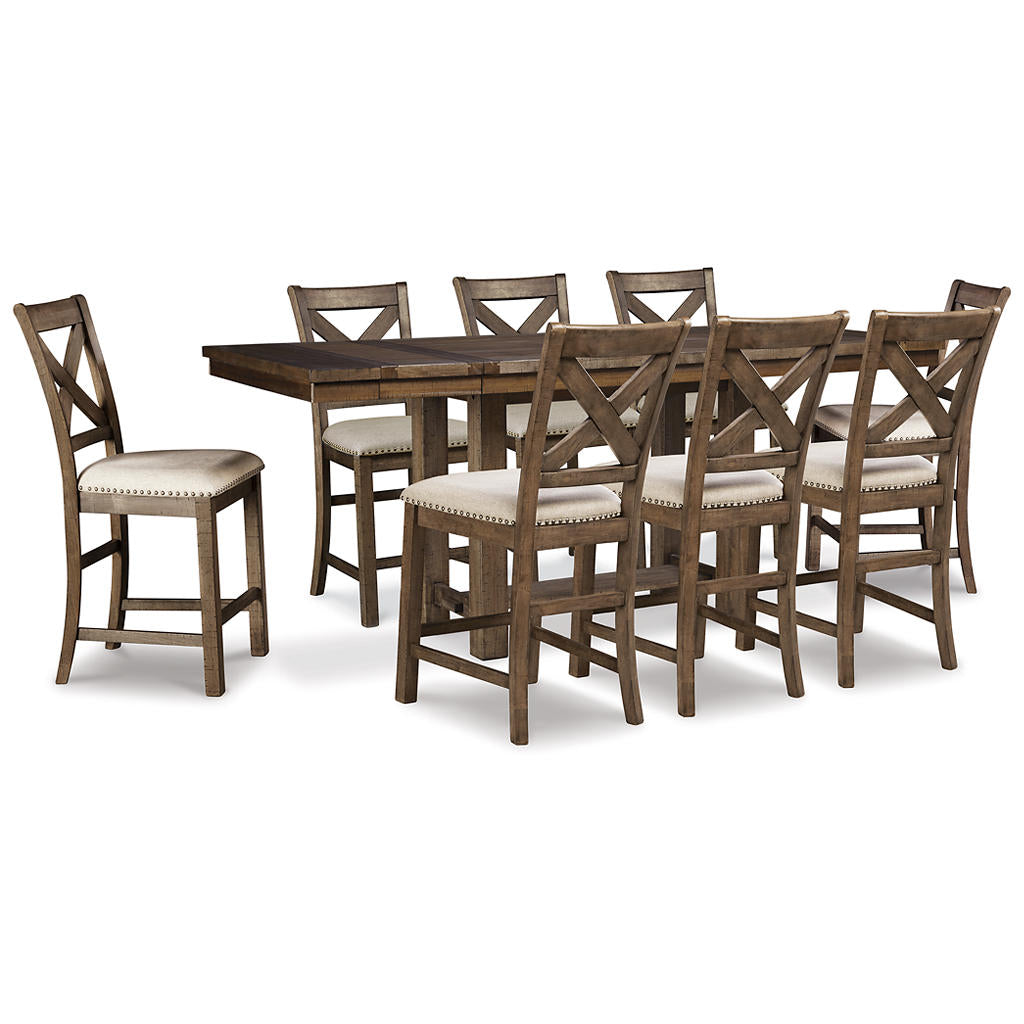 Moriville Counter Height Extension Table and 8 Barstools Signature Design by Ashley® Uncategorized
