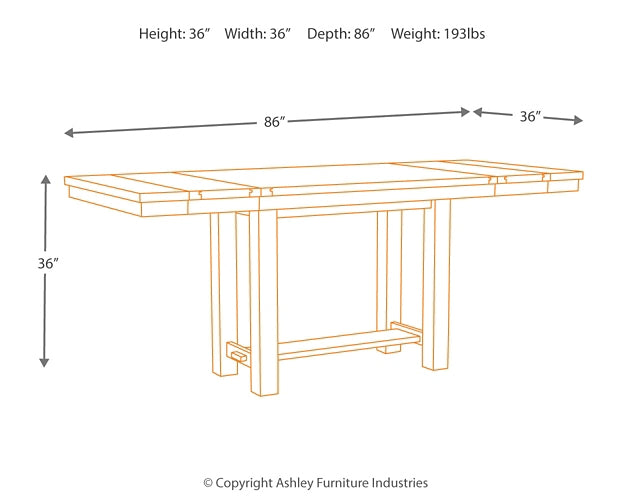 Moriville Counter Height Dining Table, 4 Barstools and Server