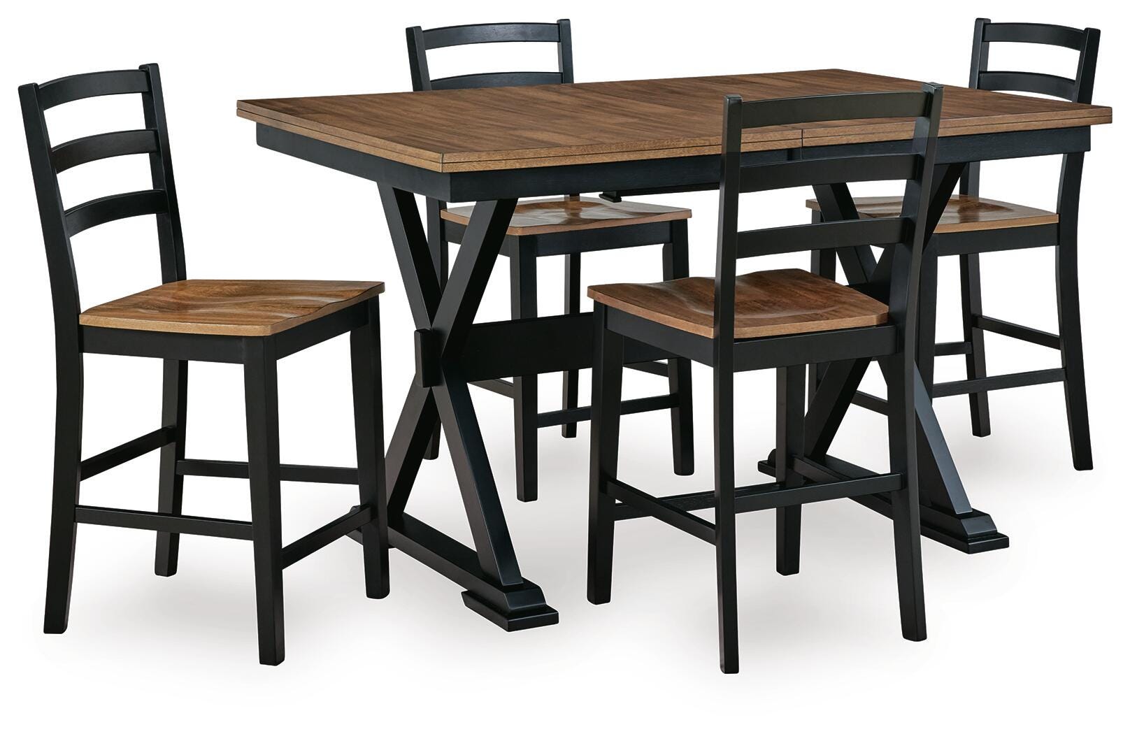 Wildenauer Counter Butterfly Extension Table and 4 Barstools Signature Design by Ashley® Dining Room
