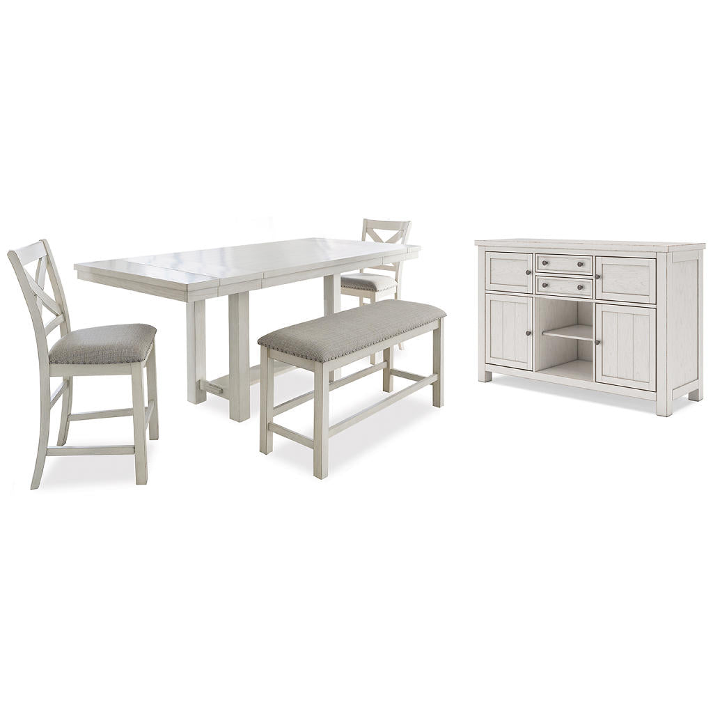 Robbinsdale Counter Height Dining Table, 2 Barstools, Bench and Server Signature Design by Ashley® Uncategorized