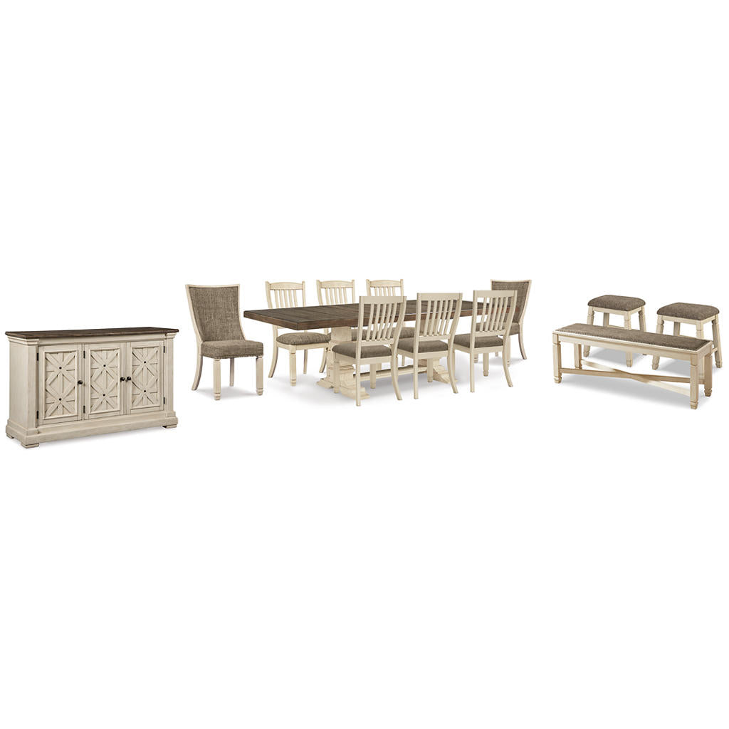 Bolanburg Dining Table with 8 Chairs and Bench with Server and 2 Stools Signature Design by Ashley® Uncategorized