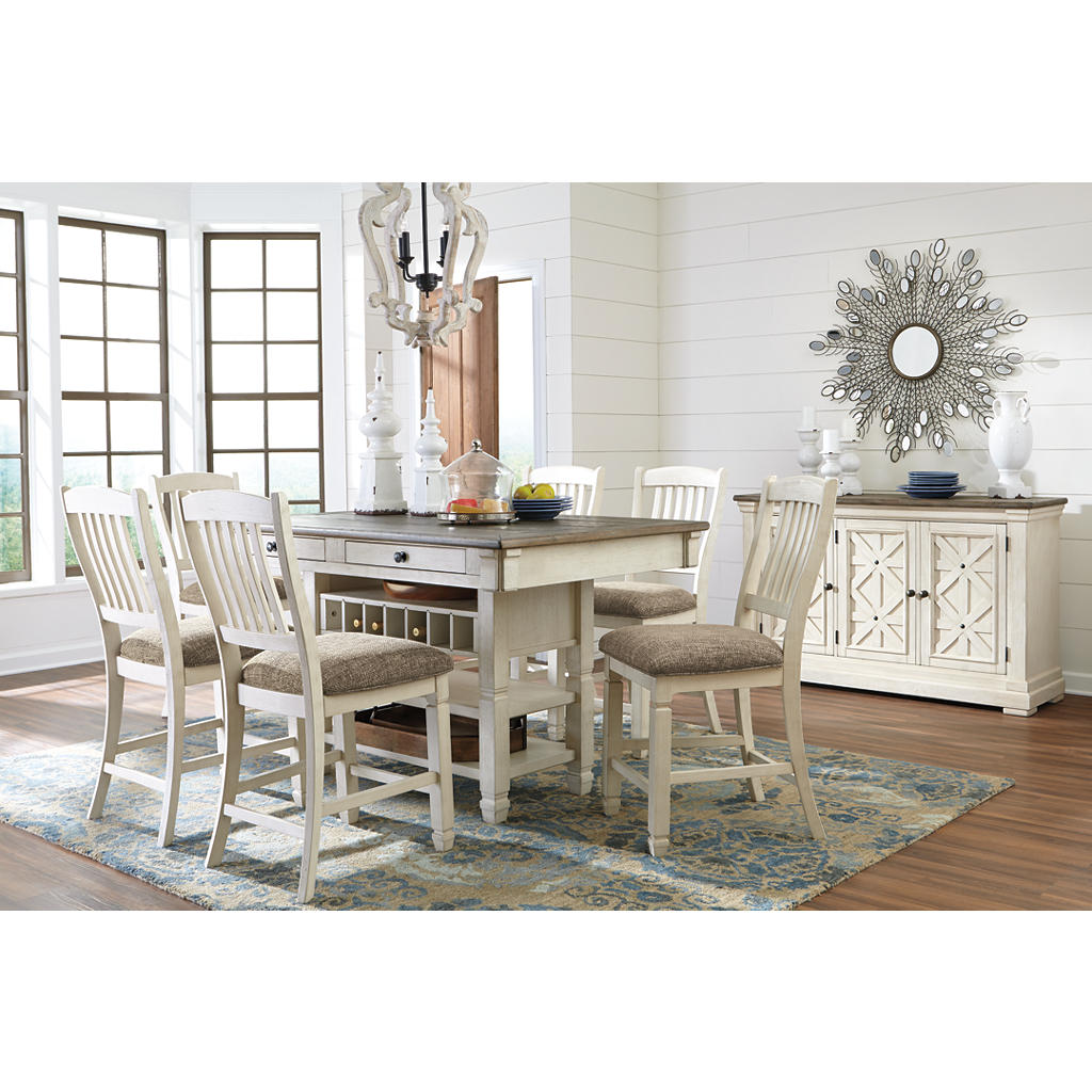 Bolanburg Counter Height Dining Table and 6 Barstools with Server Signature Design by Ashley® Uncategorized