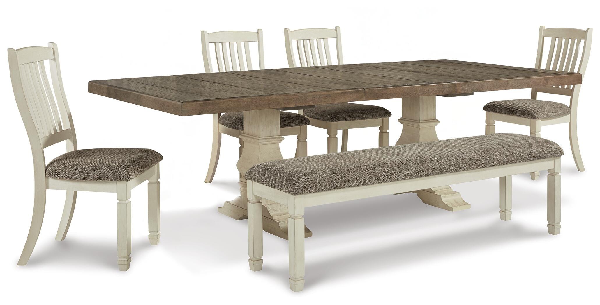 Bolanburg Extension Table, 4 Chairs and Bench — 6-Piece Set Signature Design by Ashley® Dining Room