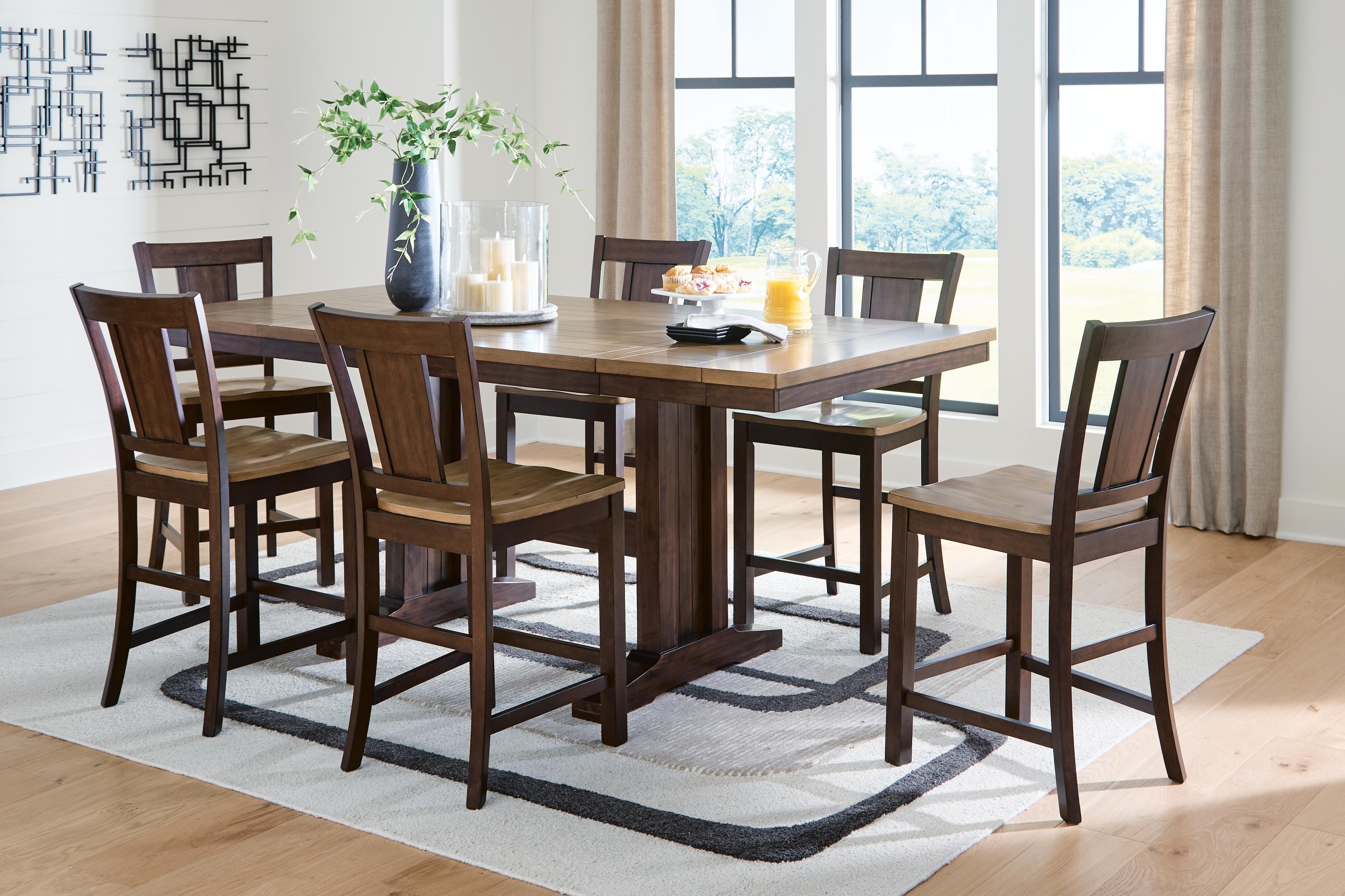 Rylandeen Counter Extension Table and 6 Barstools — 7-Piece Signature Design by Ashley® Dining Room