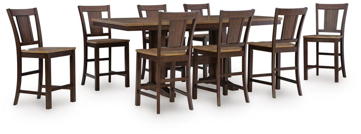 Rylandeen Counter Extension Table and 8 Barstools — 9-Piece Signature Design by Ashley® Dining Room