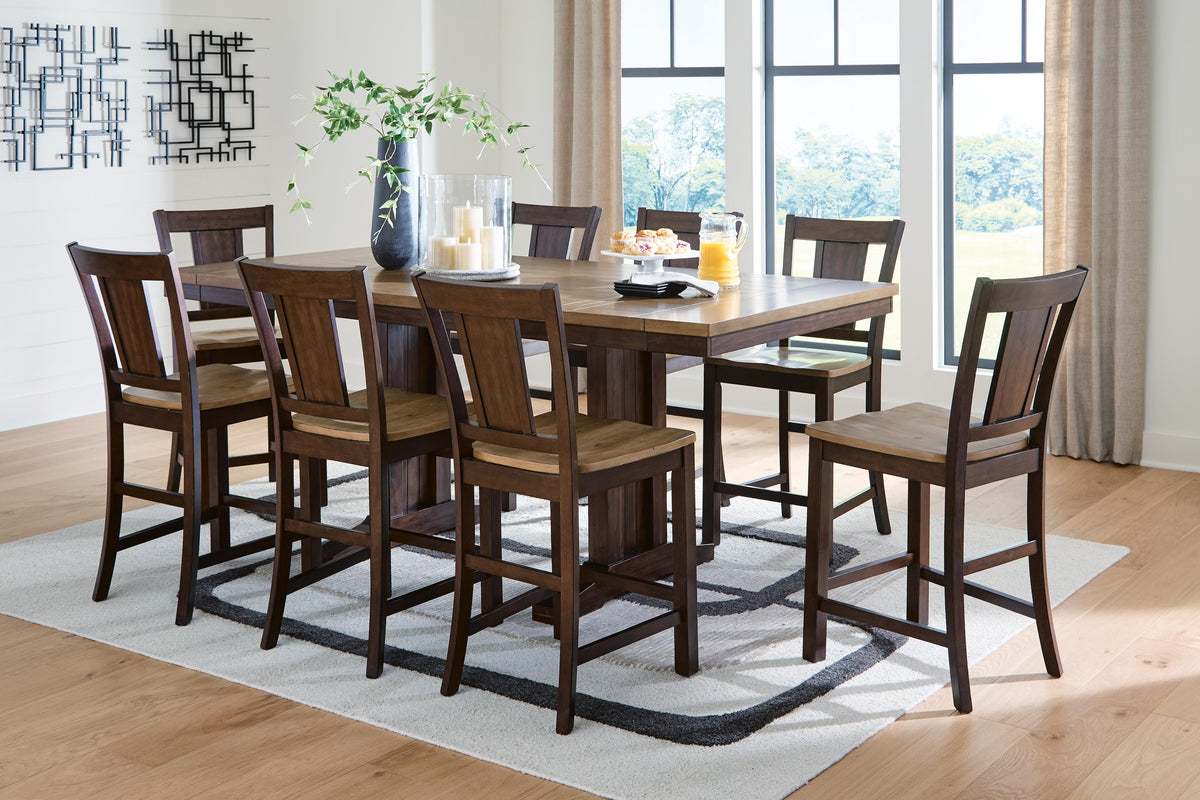 Rylandeen Counter Extension Table and 8 Barstools — 9-Piece Signature Design by Ashley® Dining Room