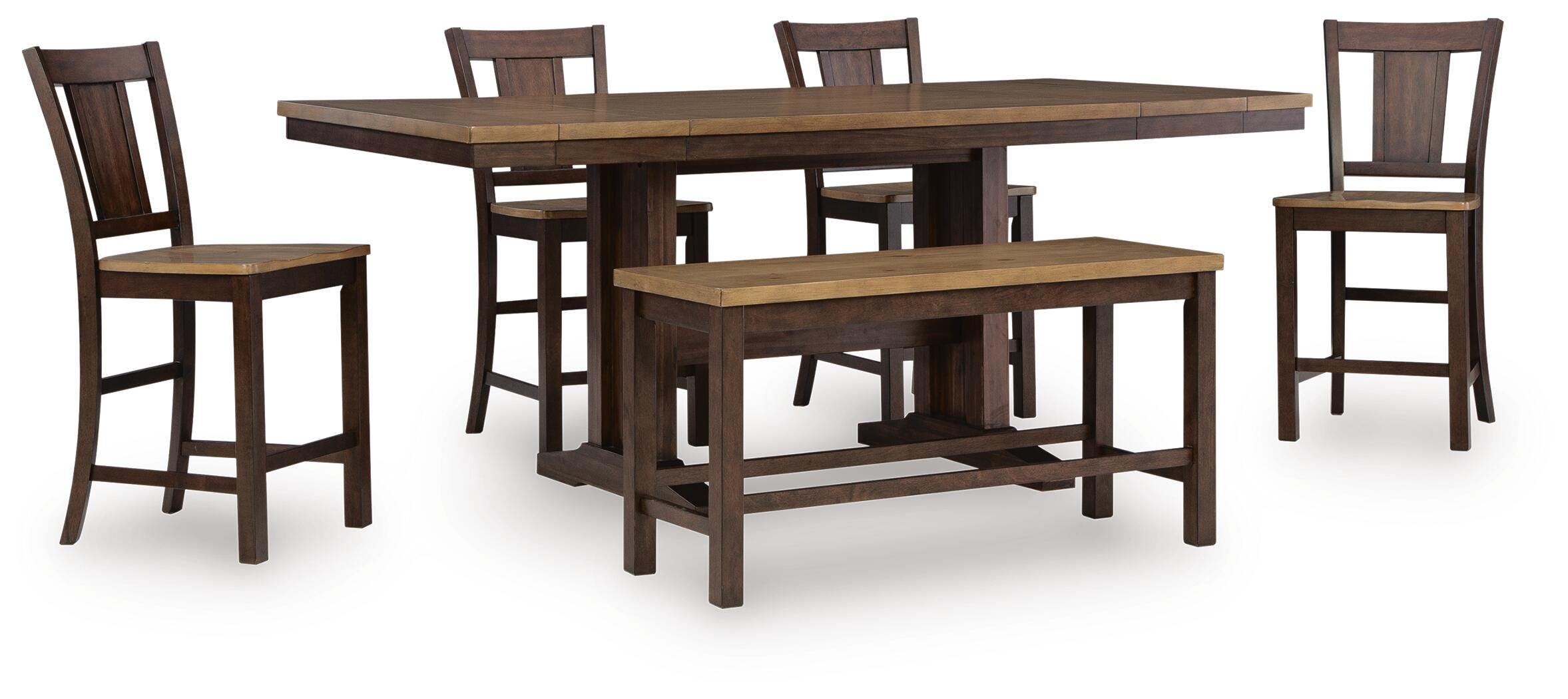 Rylandeen Counter Extension Table, 4 Barstools and Bench Signature Design by Ashley® Dining Room