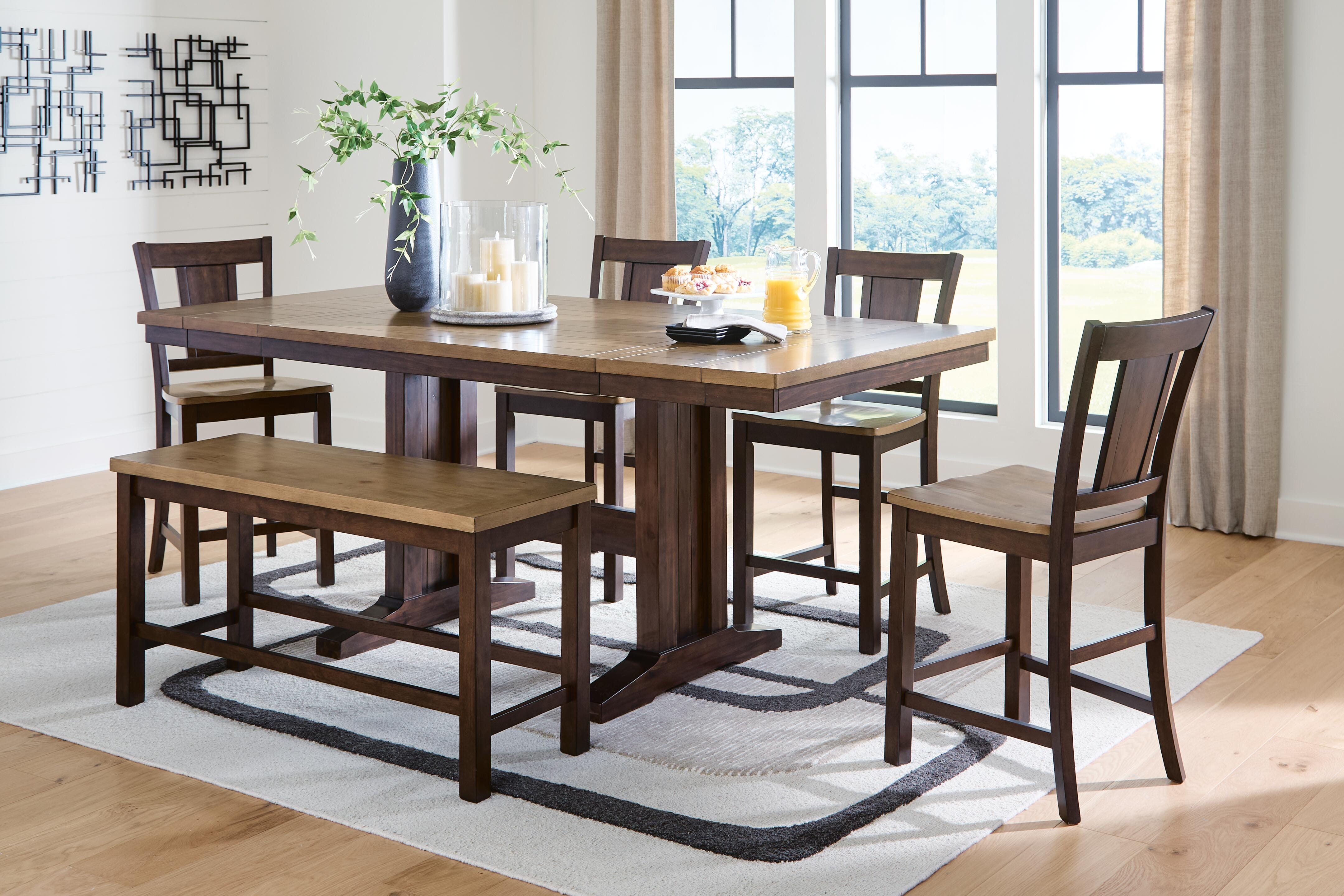 Rylandeen Counter Extension Table, 4 Barstools and Bench Signature Design by Ashley® Dining Room