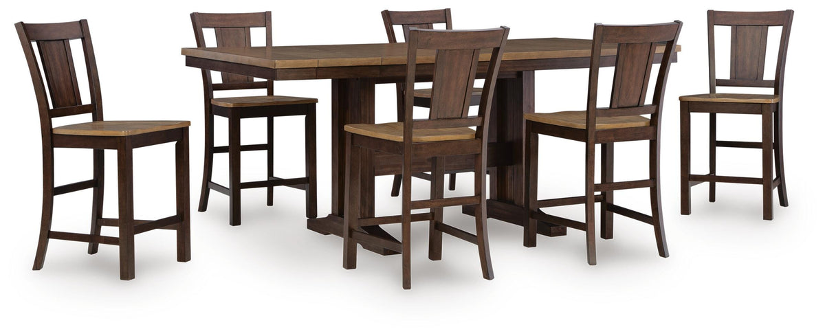 Rylandeen Counter Extension Table and 6 Barstools — 7-Piece Signature Design by Ashley® Dining Room