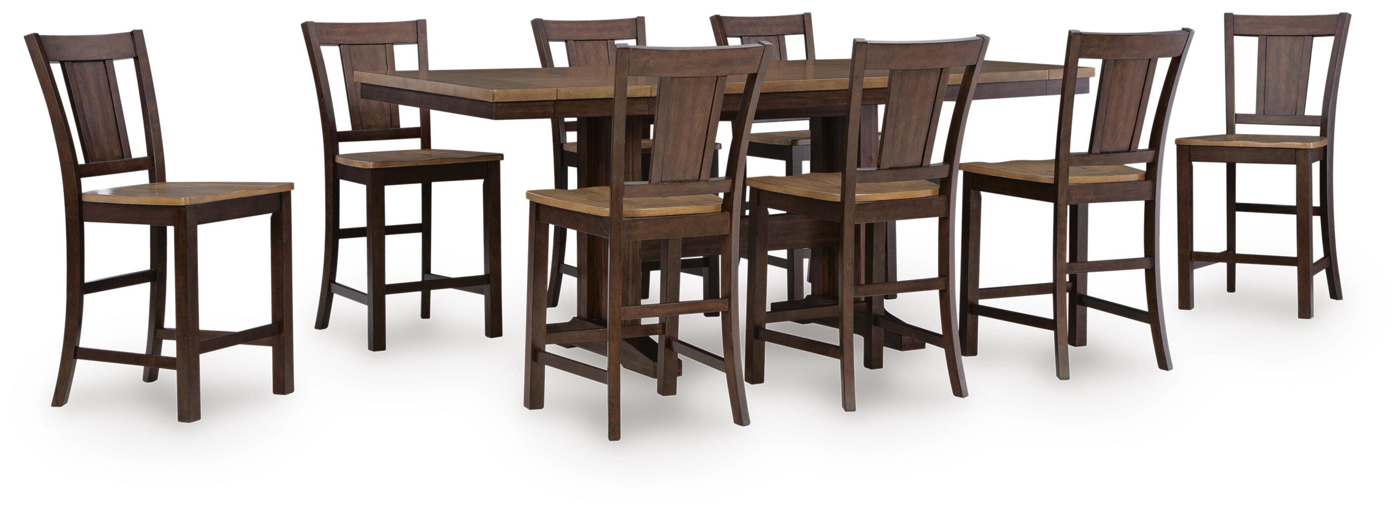 Rylandeen Counter Extension Table and 8 Barstools — 9-Piece Signature Design by Ashley® Dining Room
