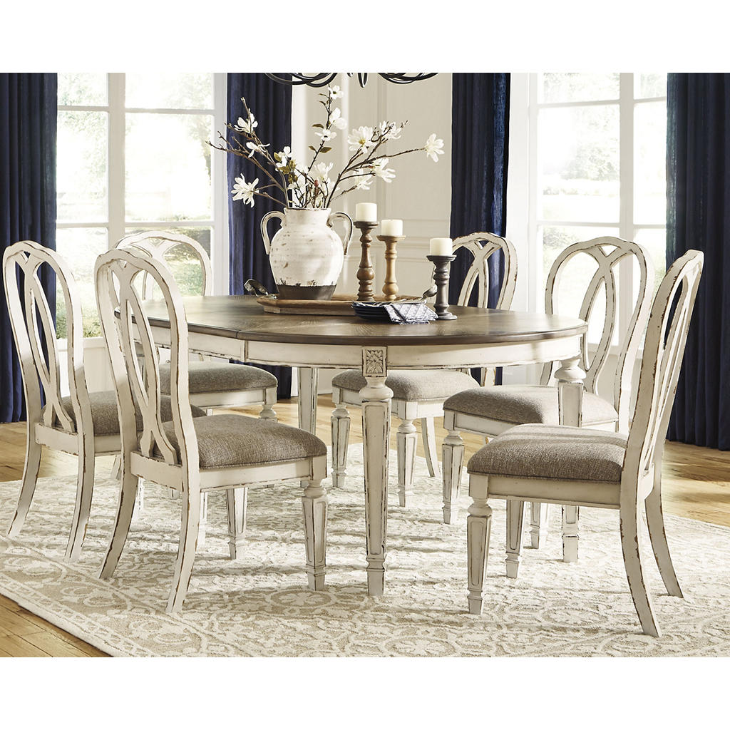 Realyn Dining Table and 6 Chairs with Server Signature Design by Ashley® Uncategorized