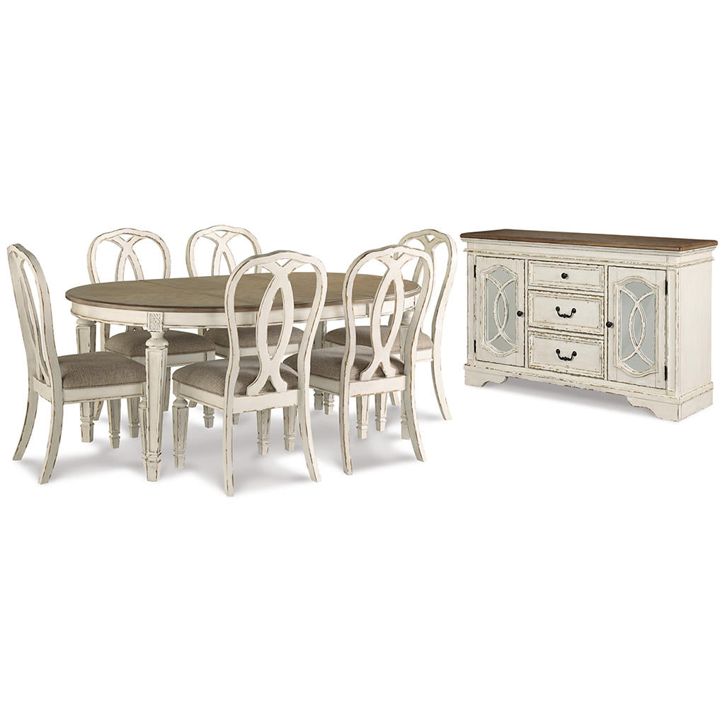Realyn Dining Table and 6 Chairs with Server Signature Design by Ashley® Uncategorized