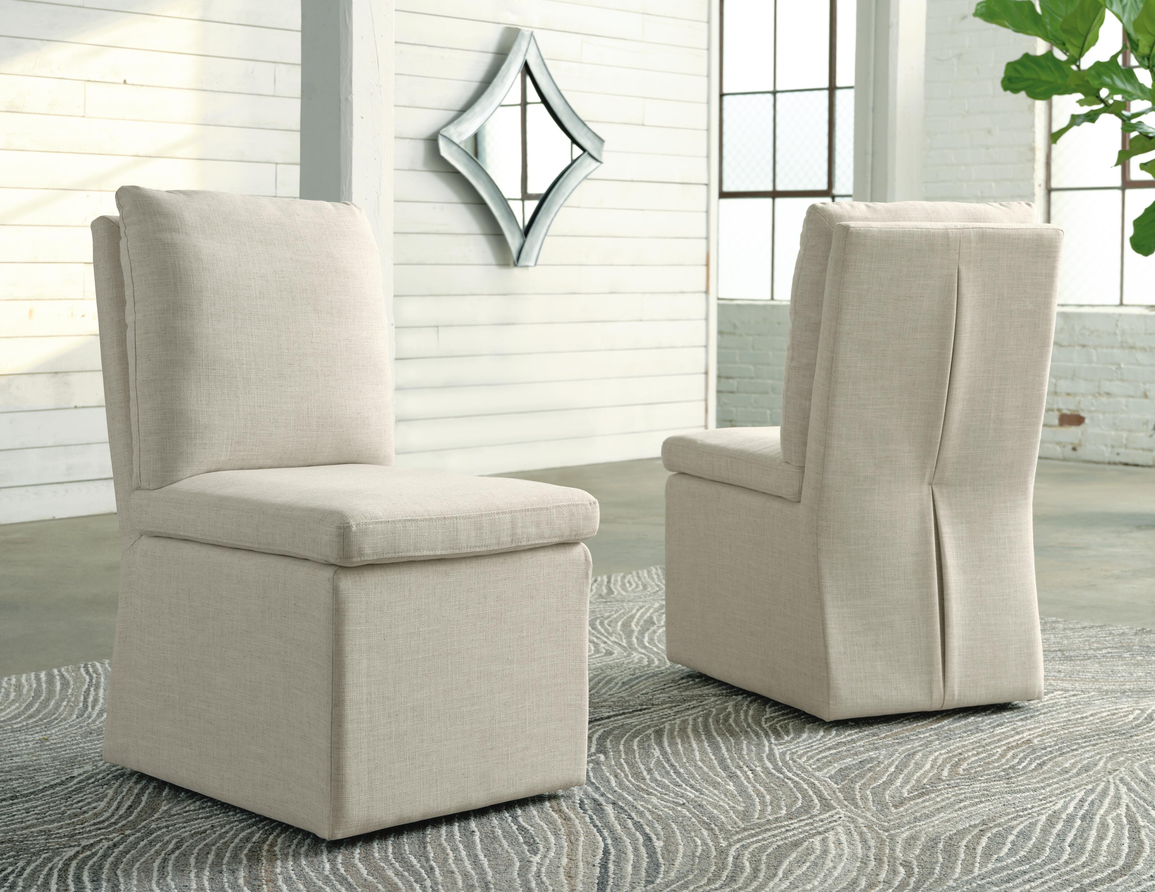 Krystanza Dining Chair Set of 2 — Oatmeal Upholstered Pair Millennium® by Ashley Dining Room