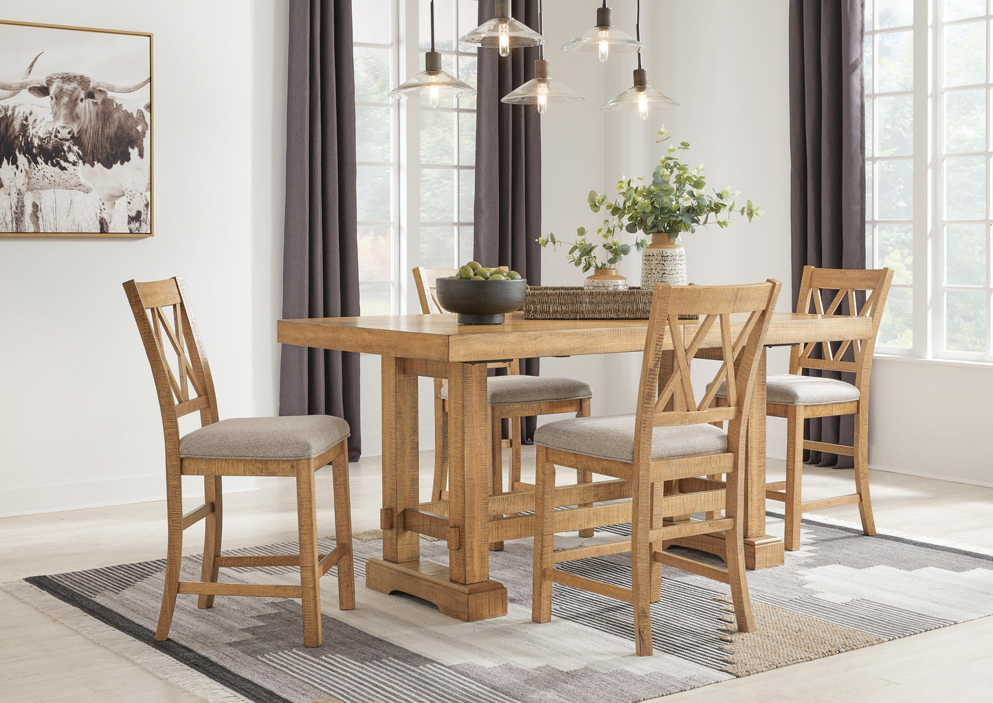 Havonplane Counter Height Extension Dining Table and 4 Barstools