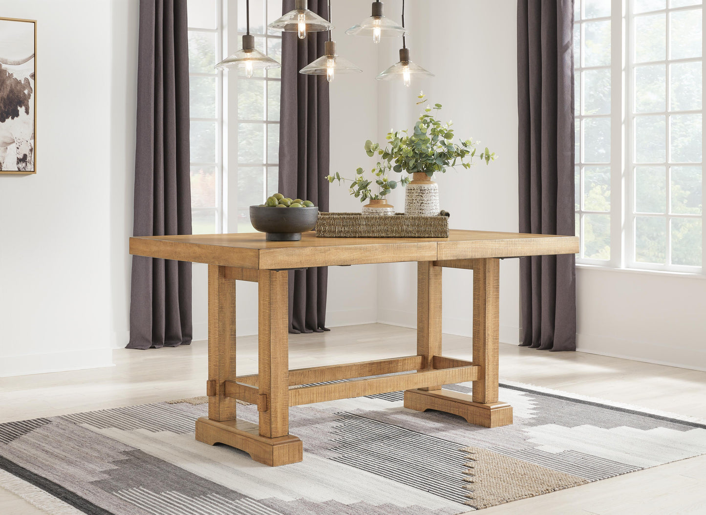 Havonplane Counter Height Extension Dining Table 4 Barstools and Bench