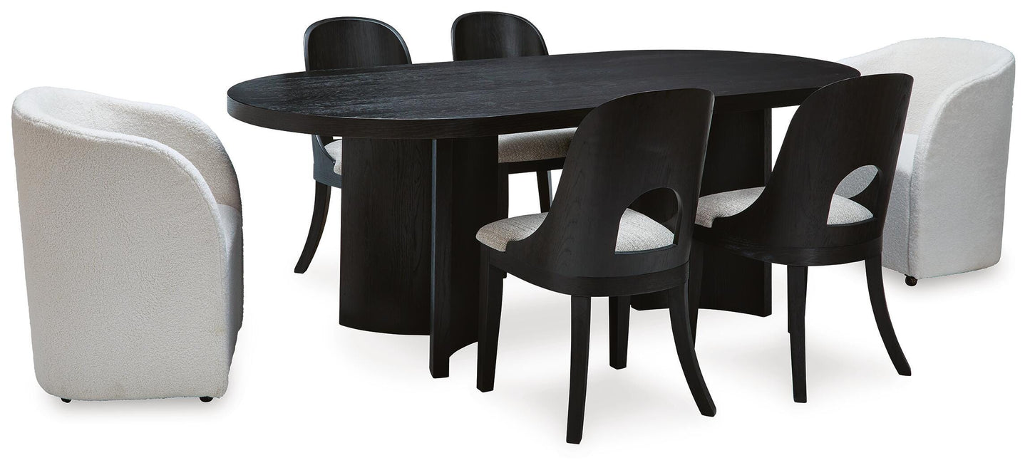 Rowanbeck Table, 2 Arm Chairs and 4 Side Chairs — 7-Piece Signature Design by Ashley® Dining Room