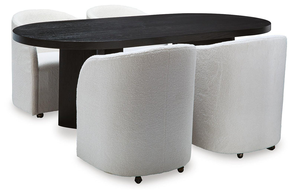 Rowanbeck 87-Inch Dining Table and 4 Arm Chairs (D2) Signature Design by Ashley® Dining Package