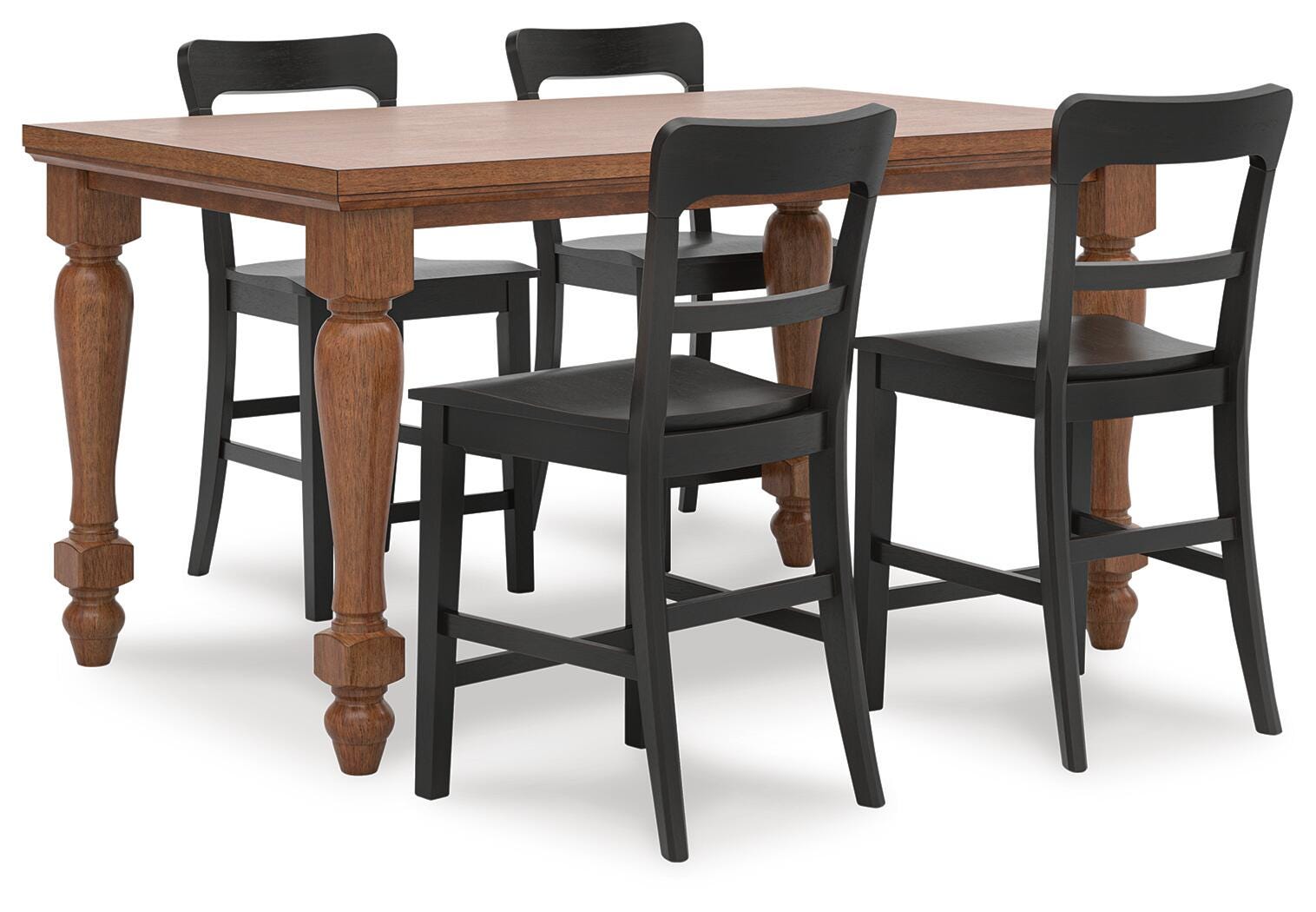 Greddinton Counter Table and 4 Barstools (D8 — 39in Stools)