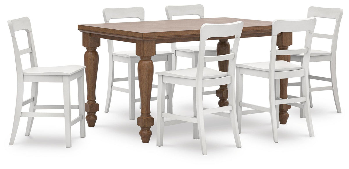 Greddinton Counter Table and 6 Barstools (D14 — 39in Stools) Signature Design by Ashley® Dining Package