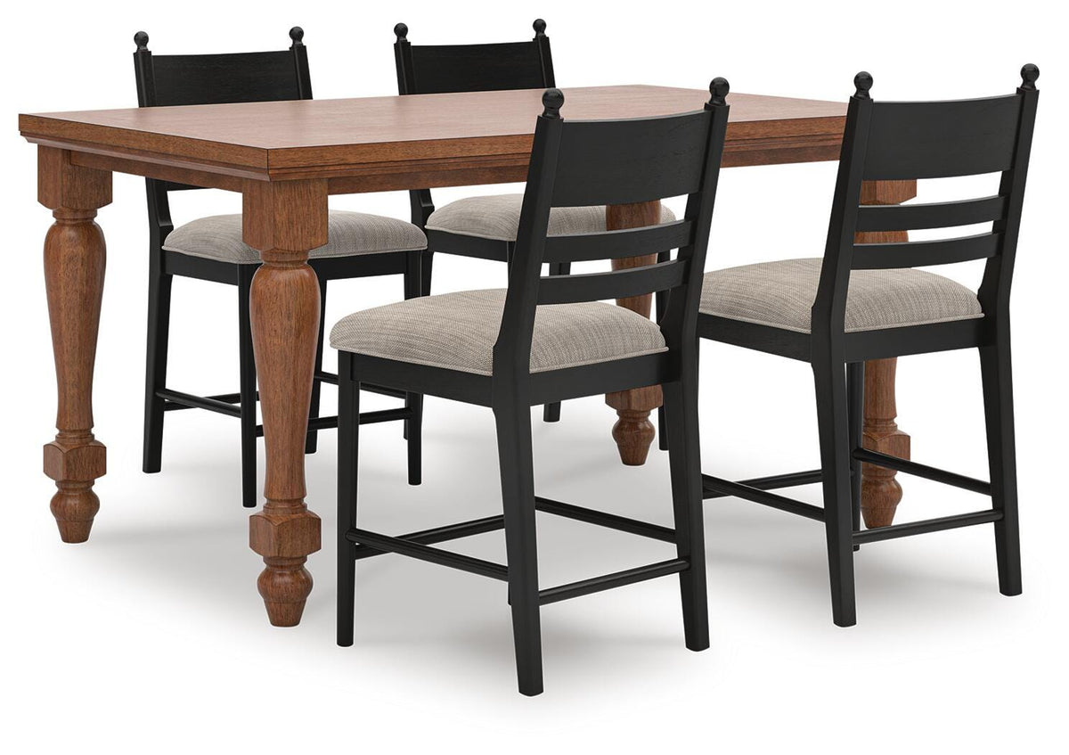 Greddinton Counter Table and 4 Barstools (D16 — 42in Stools) Signature Design by Ashley® Dining Package