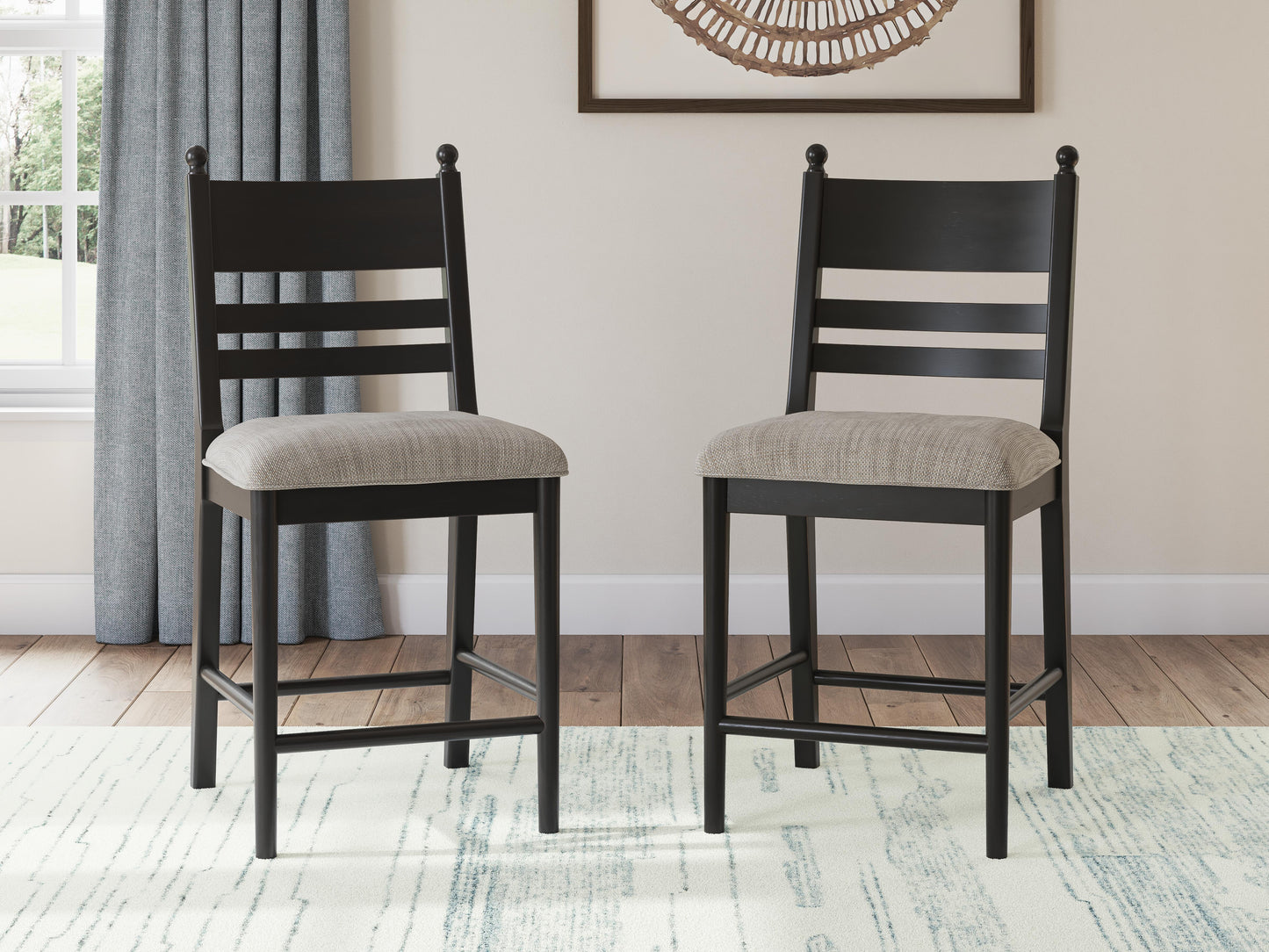 Greddinton Counter Table and 6 Tall Barstools (D15 — Mixed Set)