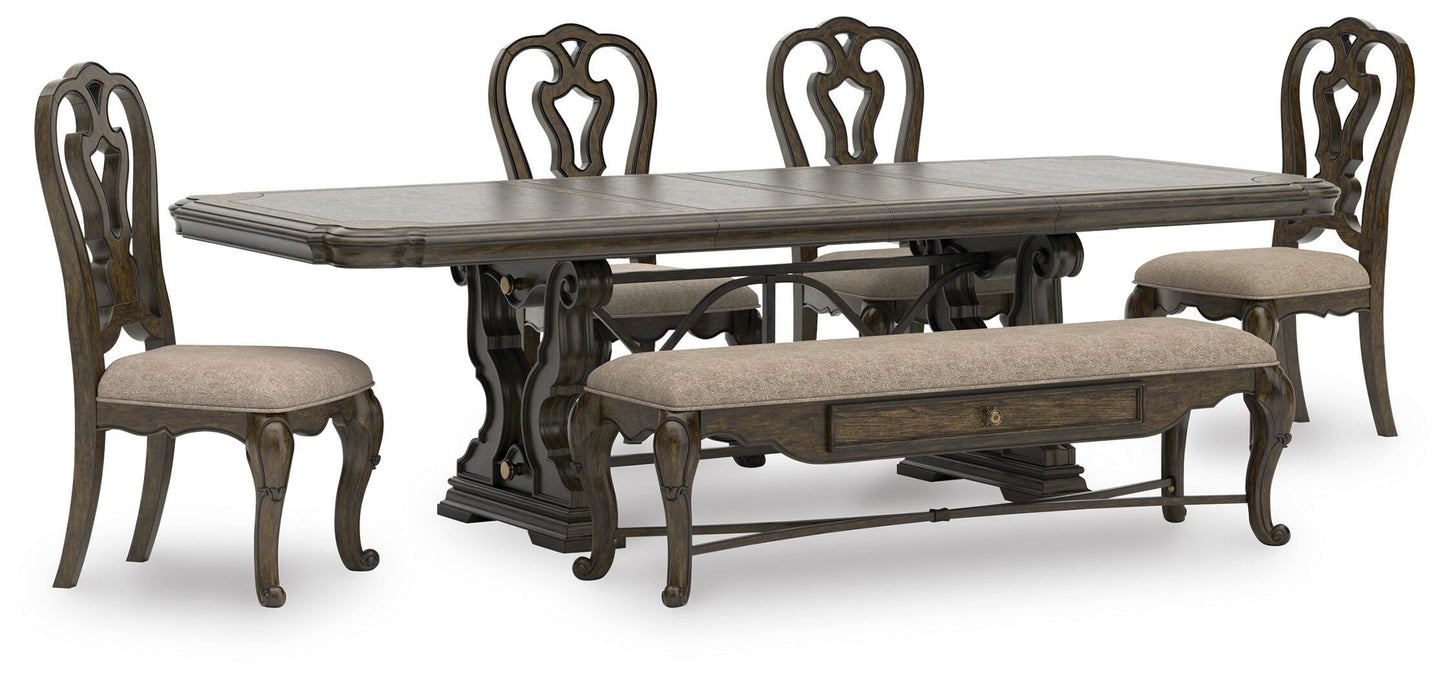 Maylee Extension Dining Table, 4 Chairs and Bench