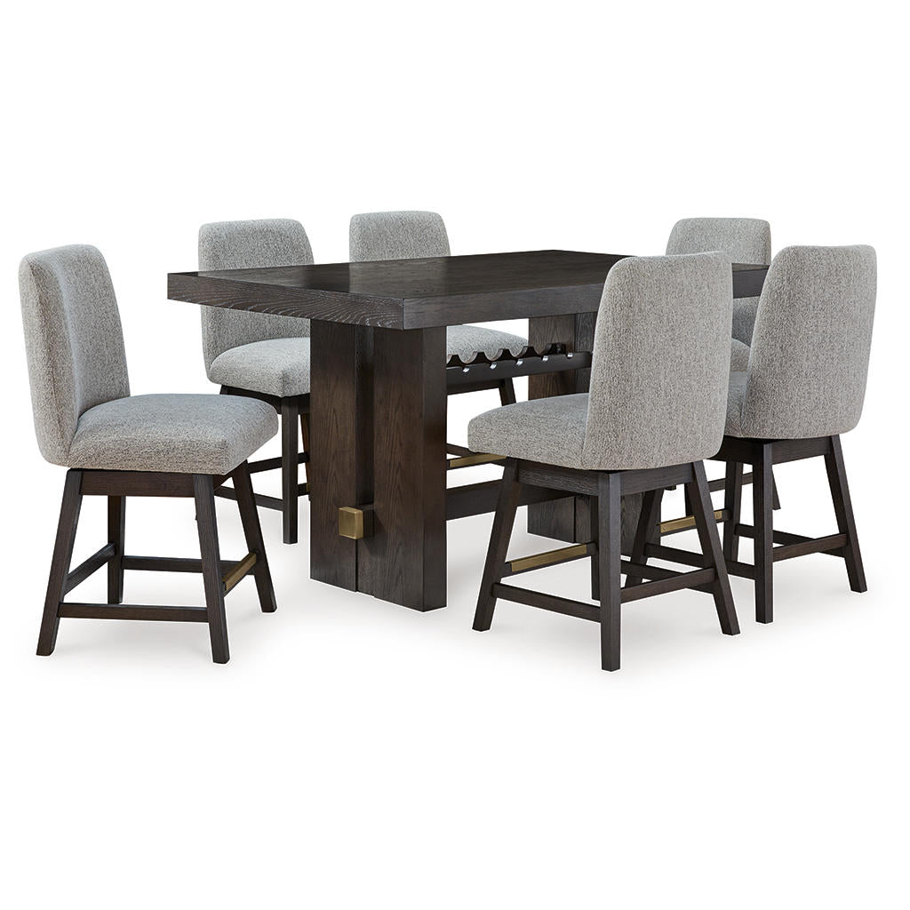 Burkhaus Counter Height Dining Table and 6 Barstools Signature Design by Ashley® Uncategorized